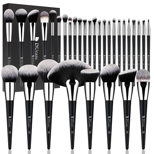 DUcare Makeup Brushes Set Professional 32Pcs Make up Brushes Premium Synthetic Kabuki Foundation Blending Face Powder Blush Concealers Eye Shadows