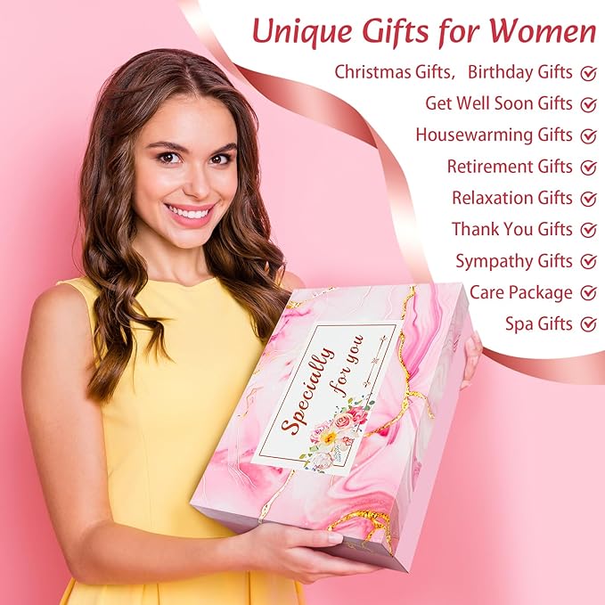 Birthday Gifts for Women, 13pc Valentine Gift Basket for Women Birthday Unique, Spa Basket Care Package Get Well Soon Box for Teen Girls, Sister, Mom, Her Fantasy Box for Mother's Day