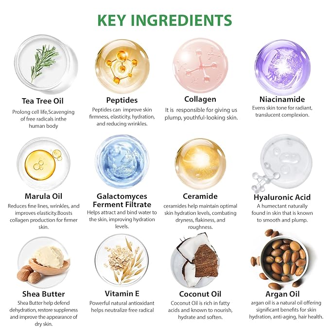 Tea Tree Women Collagen Face Sheet Mask Skin Care Gift, 33 Pcs Self-Care Relaxation Set, Under Eye Patch, Necklace, Lip Gloss, Bath and Body Kit, Face Serum, Christmas, Mother Day, Birthday Present