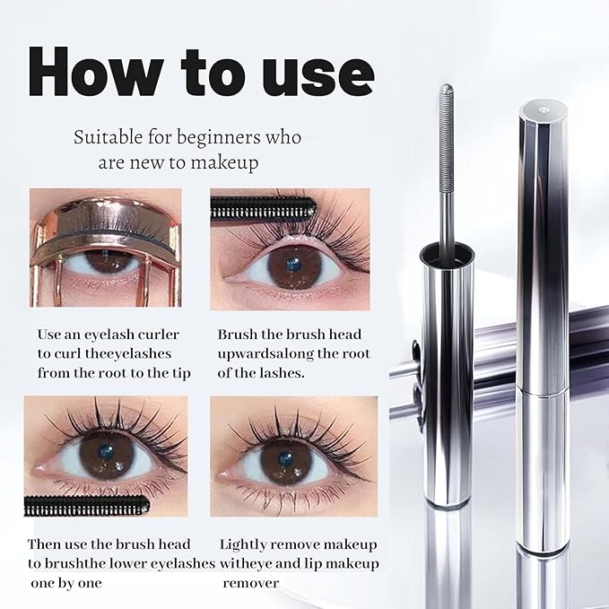 Iron Wand Mascaras - Lengthening, 2025 Upgraded Waterproof Metal Wand Mascaras, 3D Curling Eyelash Iron Mascara, Waterproof, Smudge-Proof, Long Lasting, No Flaking, No Clumping (Black, 1)