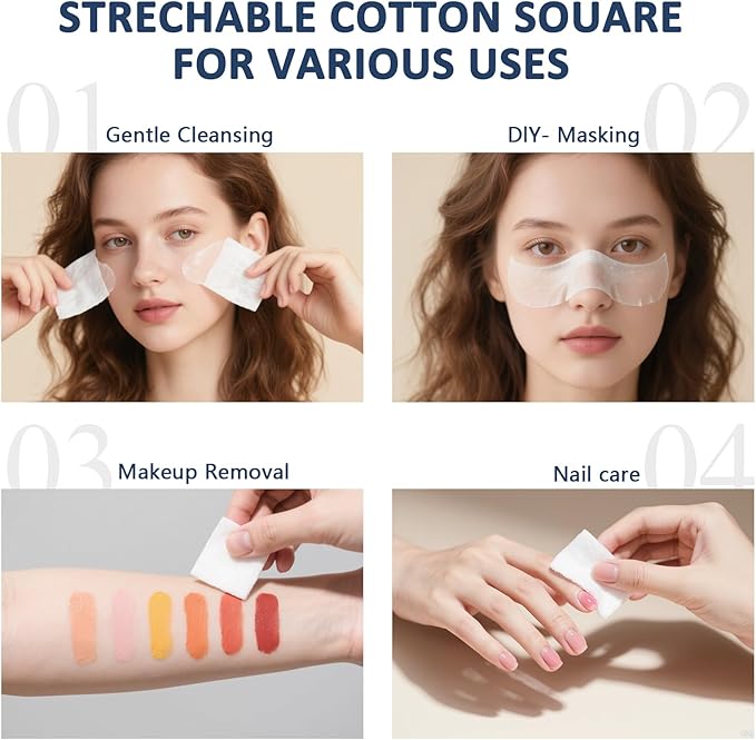 600 PCS Stretchable Makeup Cotton Wipes, Disposable Esthetic Wipe Thin Makeup Cotton Pads Pads for Face, Women Wet Applications Stretchable for Face for Skin Care Makeup 200 Count (Pack of 3)