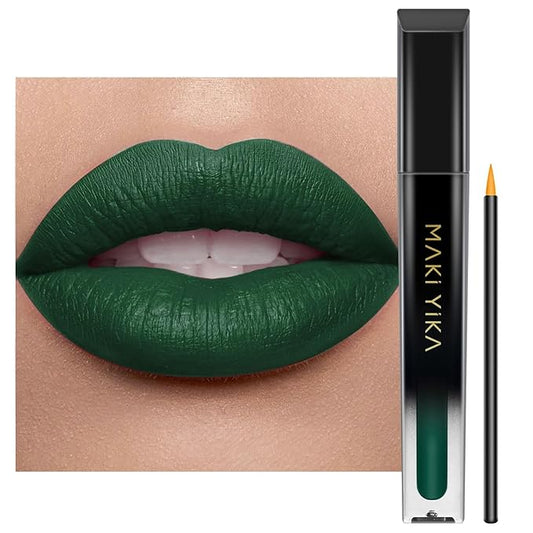 MAKI YIKA Green Lipstick for Women Color Stay Long Lasting Lipsticks, No Smudge Matte Liquid Lipstick Transferproof Cruelty-Free Lip Color, FORBIDDEN FOREST