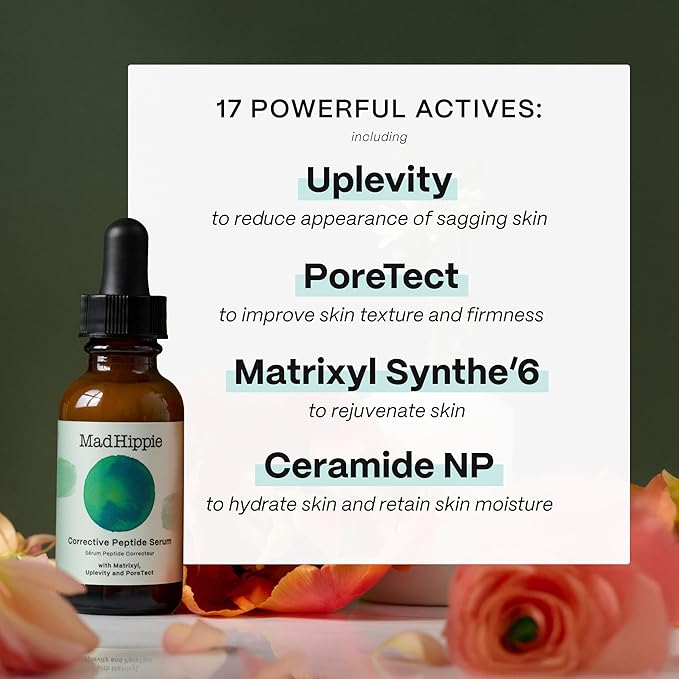 Mad Hippie Corrective Peptide Serum for Face – Skin-Tightening Collagen Peptides, Anti-Wrinkle Essentials, 1.02 Fl Oz
