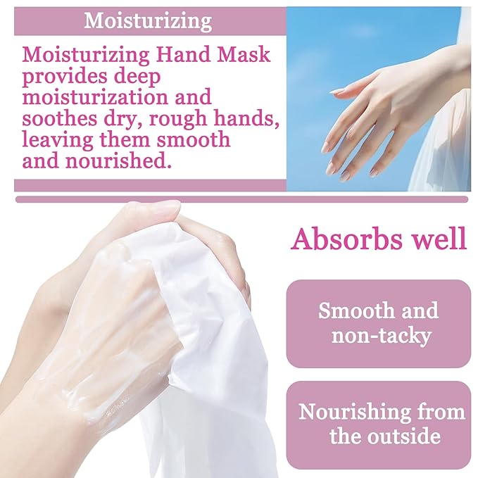 Hydrating Hand Masks, 6PCS Hand Mask Moisturizing Gloves for Men Women, Smooth Long Lasting Soft Exfoliating Hand Peeling Spa Mask Moisturizer Beauty Gift Set for Dry Cracked Rough Dull Hands(J)