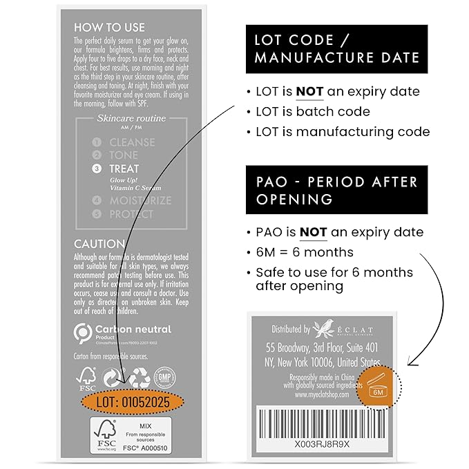 Eclat Skincare Vitamin C Face Serum - Skin Care for Dark Spots, Vitamin C Serum with Hyaluronic Acid, Ferulic Acid, & Vit E - Anti Aging and Skin Brightening, Pure Vit C Facial Care - 30 ml