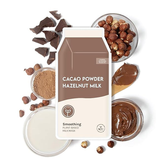 ESW Beauty Cacao Powder – Smoothing Plant-Based Milk Face Mask (6-Pack) – Cacao & Hazelnut for Aging & Sensitive Skin – Plumps, Softens & Promotes Youthful Complexion
