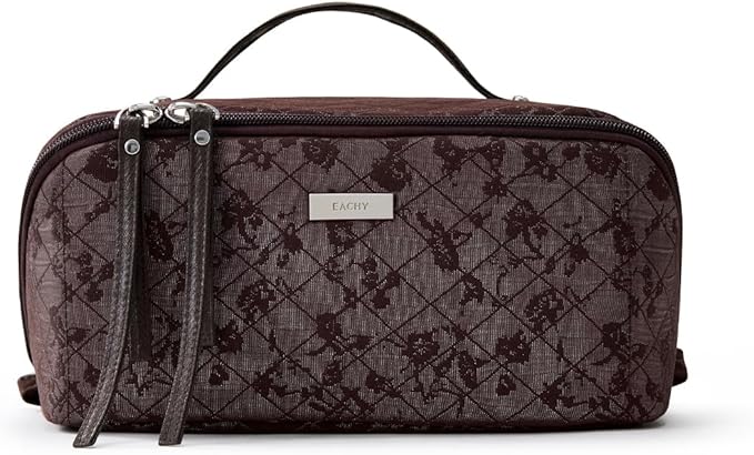 EACHY Travel Makeup Bag, Large Toiletry Bag for Women, Flat-Opening Organizer Pouch with Compartments