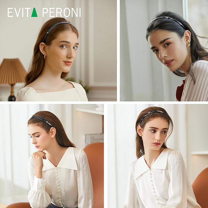 EVITA PERONI Hair Band, Designed for Eyewear, No Pressure, No Headache, Comfortable Headbands for Women, Fashion Thin Headbands Non Slip, Dark Blue, 1 Count