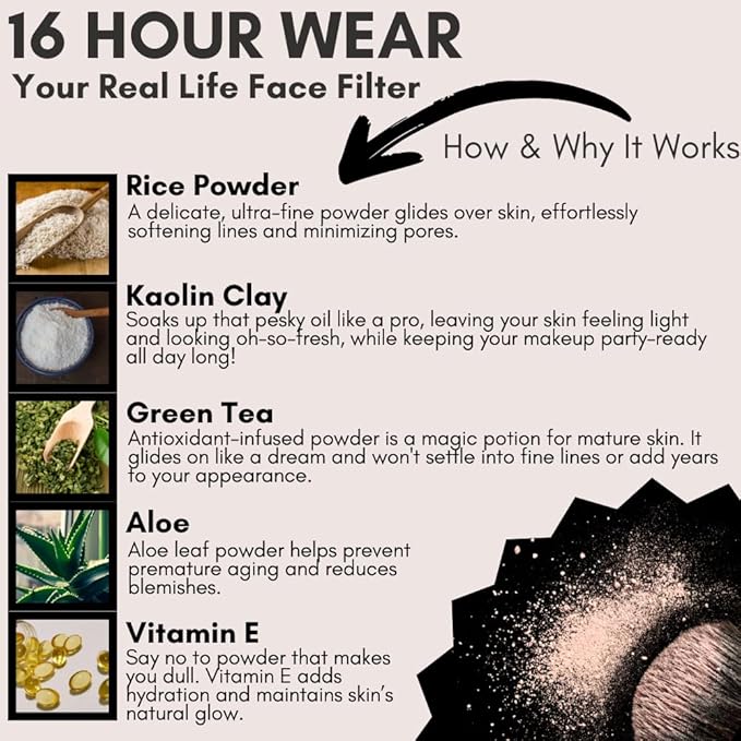 BaeBlu Organic Setting Powder | Non-Toxic, Vegan, Cruelty-Free, Talc-Free, Lightweight + Long Lasting for All Skin Types, Invisible Light