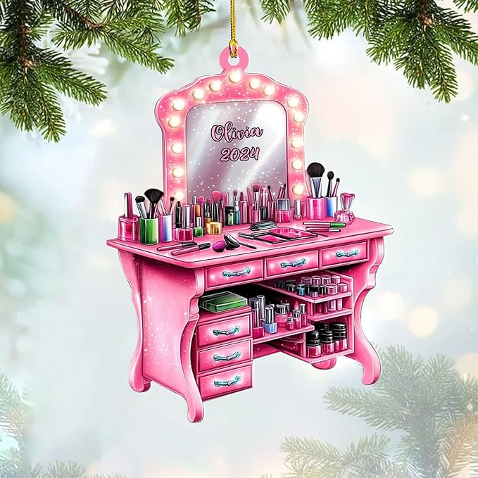 Personalized Makeup Tools Ornament β Custom Beauty Christmas Tree Decoration, Holiday Keepsake Gift for Makeup Artists, Cosmetologists, Beauty Lovers, Salon Owners, Families and Coworkers (MKH4)