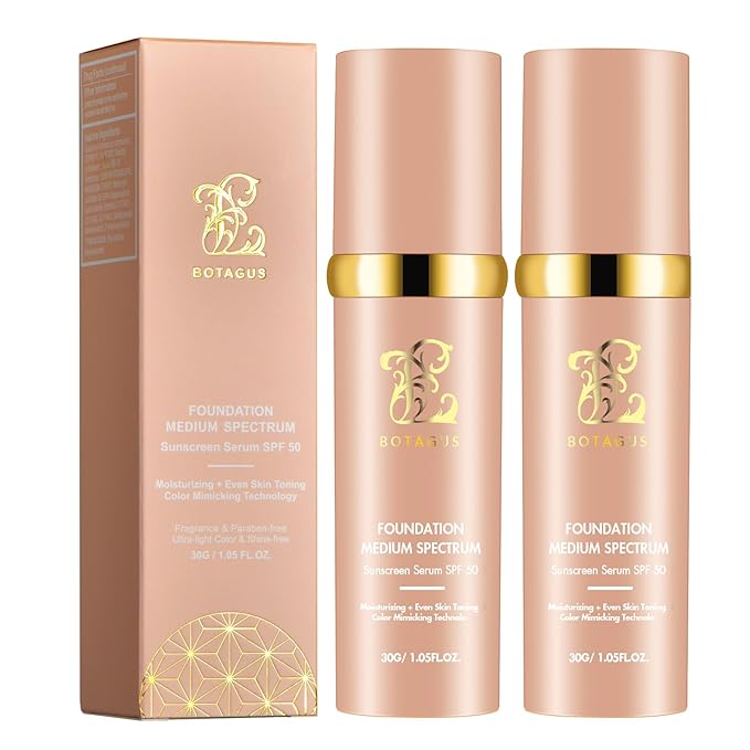 Match Cosmetics Foundation 4 in 1-Medium Spectrum,4 in 1 Cosmetics Foundation Liquid with SPF 50+, Concealer Cosmetic Lightweight Makeup, Longwearing & Waterproof for Makeup(2 Pack)