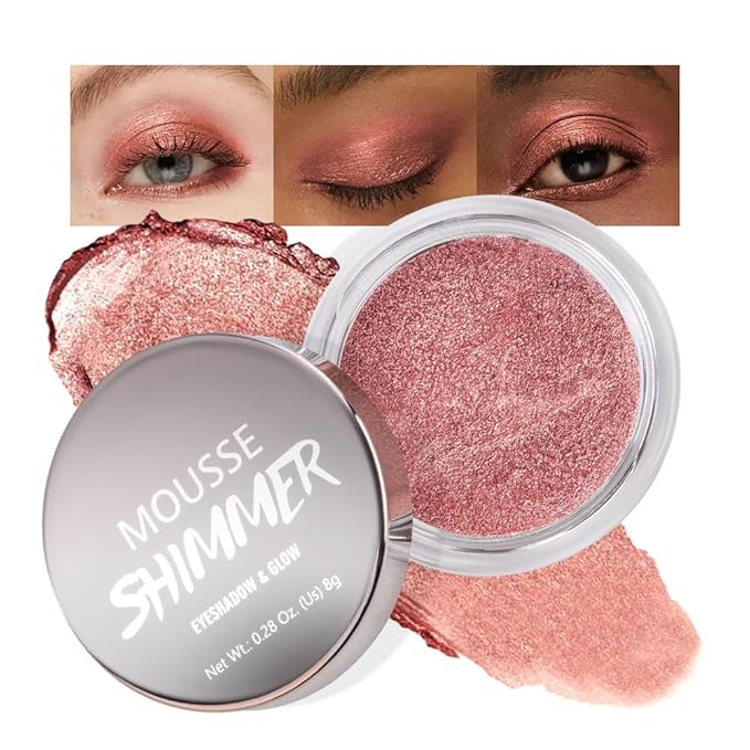 Rose Brown Mousse Mousse Shimmer Monochrome Eyeshadow, Neutral Matte Cream Monochrome Eye Shadow Pallette, Long-Lasting Waterproof Blendable sombras para ojos, Mini Eyeshadow(04#, Pack of 1)