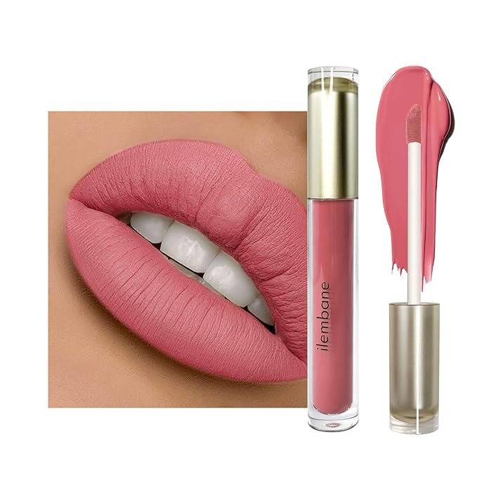 Pink Matte Liquid Lipstick,Super Stay Highly Pigmented Rich Lip Colors Smudge Proof Waterproof Transfer-Resistant (Nude Pink)