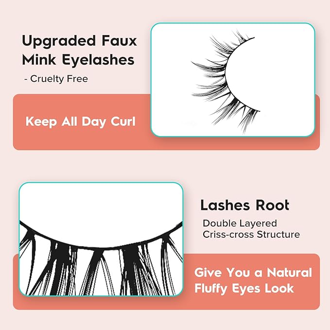 Manga Lashes Natural Look Anime Eyelashes Wispy 3D Volume 0.1MM Thin Band Manhua Lash Korean Asian Style 10mm Short Eyelash C Curl 7 Pair Siligli