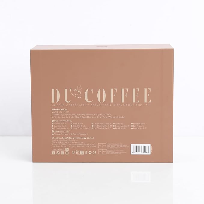 DUcare Makeup Brushes Set 14Pcs Coffee Series Makeup Brush set with Makeup Sponges Gifts Foundation Blending Face Powder Blush Eye Shadows Brushes