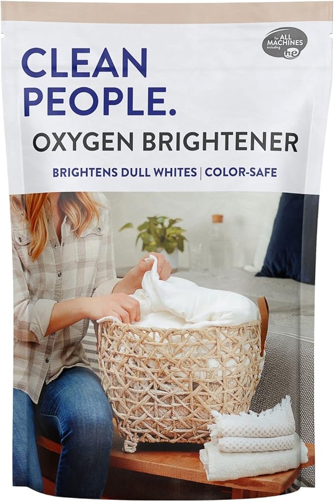 The Clean People Oxygen Brightener Stain Remover | Bleach Alternative, Simple Ingredients, Brightens Dull Whites AND Colors | 79 oz