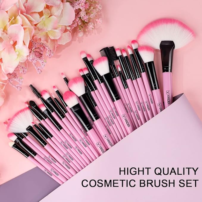 Makeup Brushes, VANDER 32pcs Makeup Brush Set Professional Soft Synthetic Foundation powder concealer blending Make up Brushes, eye shadow blush face brush set, Pink