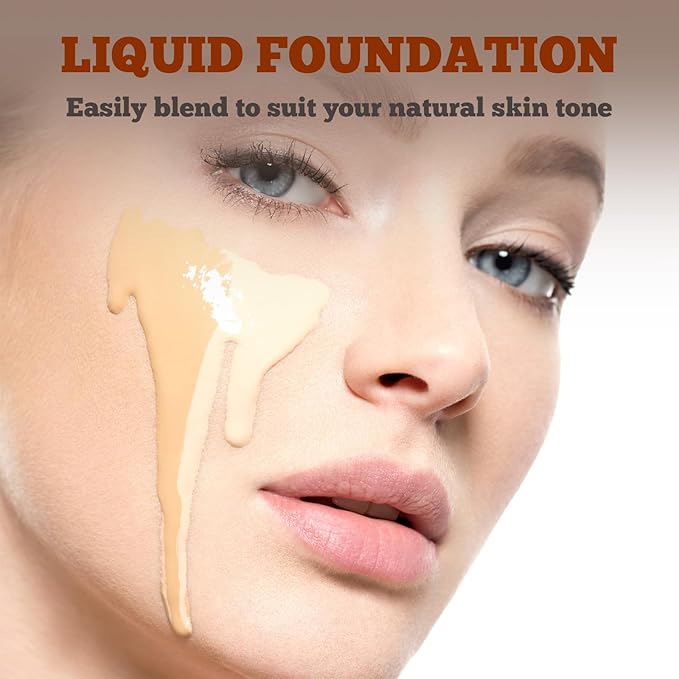 Liquid Foundation Lightweight Longwearing Face Makeup Foundation,Medium Coverage,Oil Control,For Dry, Combination to Oily Skin(Ivory White)
