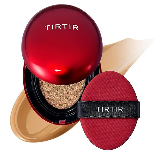 TIRTIR Mask Fit Red Cushion Foundation | Full coverage, Weightless, Skin fit, Satin Glow Finish, Korean Makeup, beauty, Tattoo cover up, Buildable (#31N French Beige, 0.63 Fl Oz)