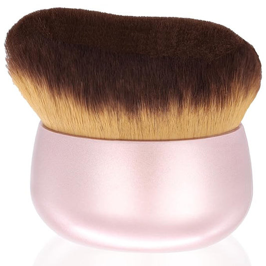 Extra Large Body Makeup Brush For Self Tanner, Leg Makeup &Bronzer Blend,75 mm Wide-headed Kabuki Brush Provides More Even &Pretty Application, Oval Face&Back Makeup Brush, Wet&Dry Use- Pink Rose Gold
