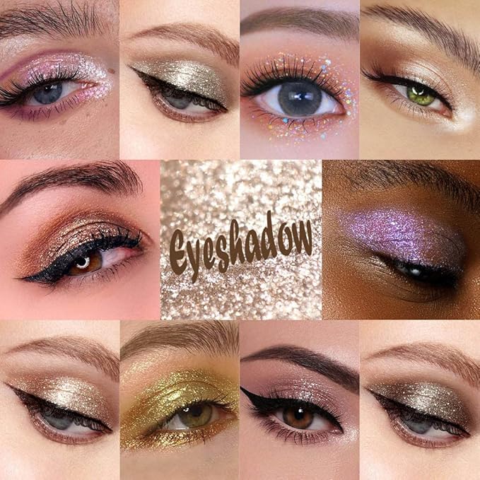 evpct 10 Colors Glitter Liquid Eyeliner Eye Eyeshadow Makeup Set, Pink Brown White Gold Glitter Liquid Eyeshadow Gel Eyeliner Set delineador de ojos contra el agua delineadores de colores para ojos