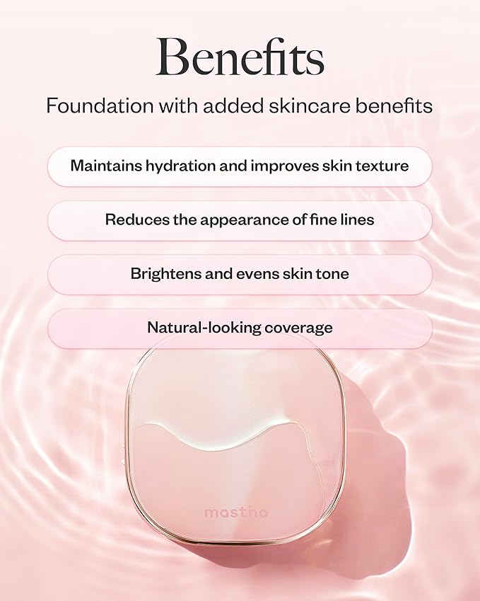 Mastina Natural Glow Cushion with Mastic Gum, 21 Color, 15g - Lightweight Foundation for Radiant and Hydrated Skin, Smooth Finish with No Greasy Shine