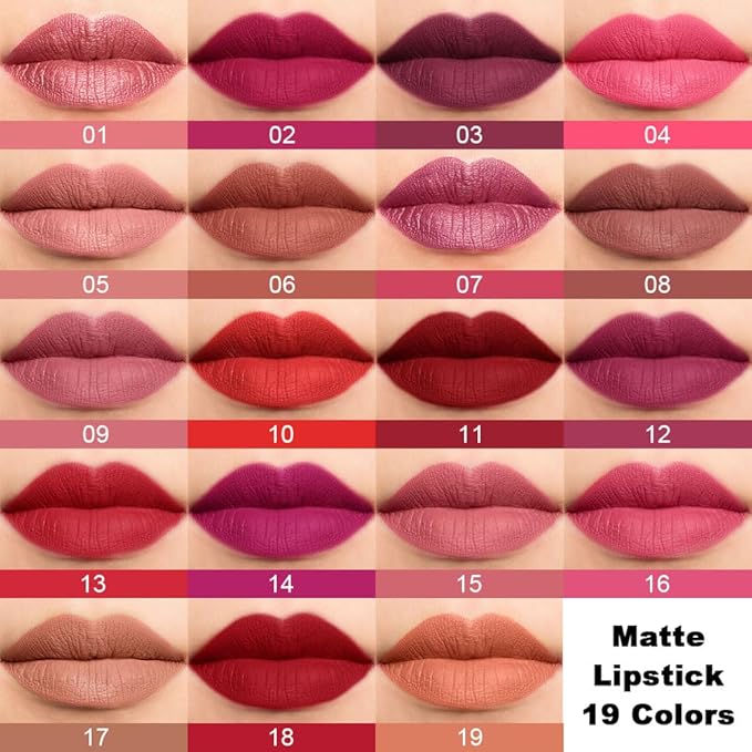 BINGBRUSH Smooth Longwear Lipstick Pack Set, Matte Color Stick Ultimate Lip Crayon for Makeup Collection - Waterproof Velvet Lipgloss Lip Stain (15#)
