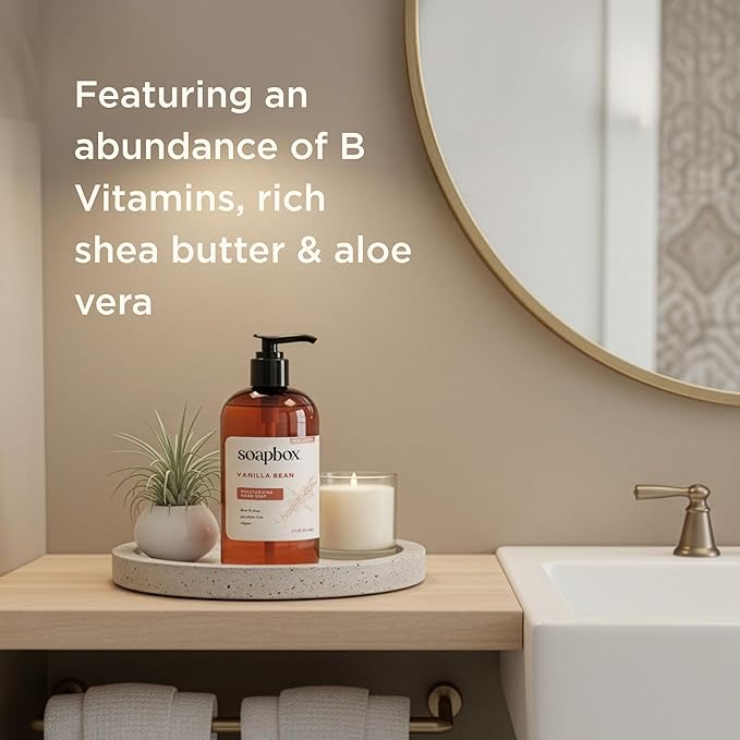 Soapbox Hand Soap Variety Pack (Coconut, Sea Minerals, Vanilla Bean) Liquid Hand Soap, Moisturizing Wash with Shea Butter & Aloe Vera, Pack of 3 Bottles with Pump Dispenser, 12oz Each