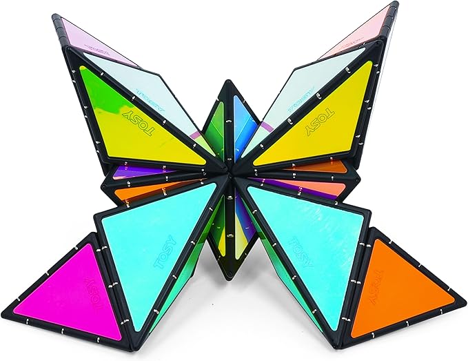 TOSY Magnet Pyramid Glow - 1 Cube Transforms into 1 Billion Shapes, 12 Pieces, 243 Rare Earth Magnets, Glowing, Holographic Design Magnet Tiles Creative Puzzle STEM/STEAM Toy