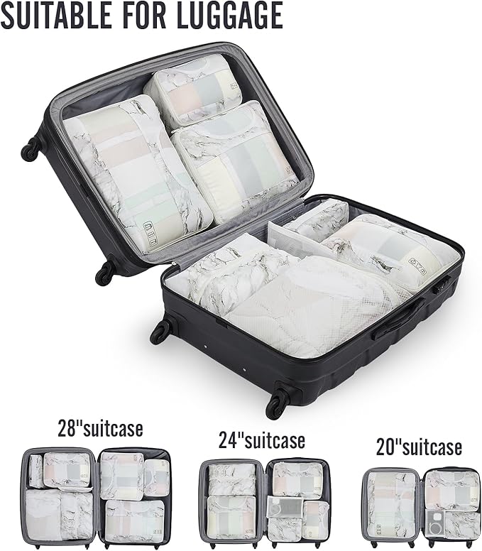 Veken 10 Set Packing Cubes for Travel Essential, Suitcase Organizer Bags in 4 Sizes, Carry-On Luggage Accessories with Large Laundry & Hanging Toiletry Bag, Must-Have for Airplane, Road Trip & Camping