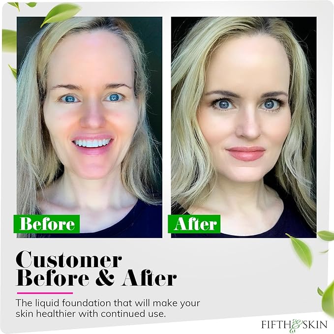 Fifth & Skin: Better’n Ur Skin Liquid Foundation (PORCELAIN) - Natural, Organic, Vegan, Cruelty-Free - Gluten-Free Beauty with Buildable Coverage and Palm-Free Luxury - 1 oz