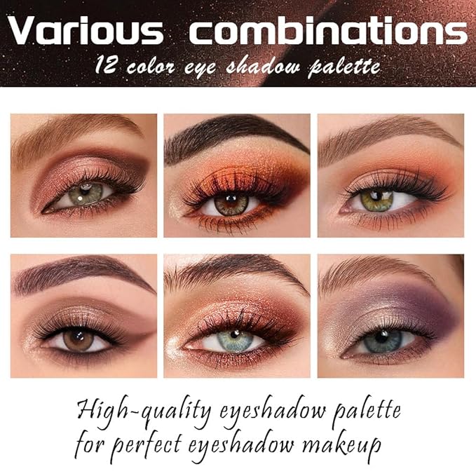 12 Colors Warm Eyeshadow Palette โ Matte, Shimmer & Glitter Copper Coral Tones โ Rose Gold, Champagne, Bronze & Terracotta Shades โ High Pigment, Long-Lasting Eye Makeup for Women โ 04#