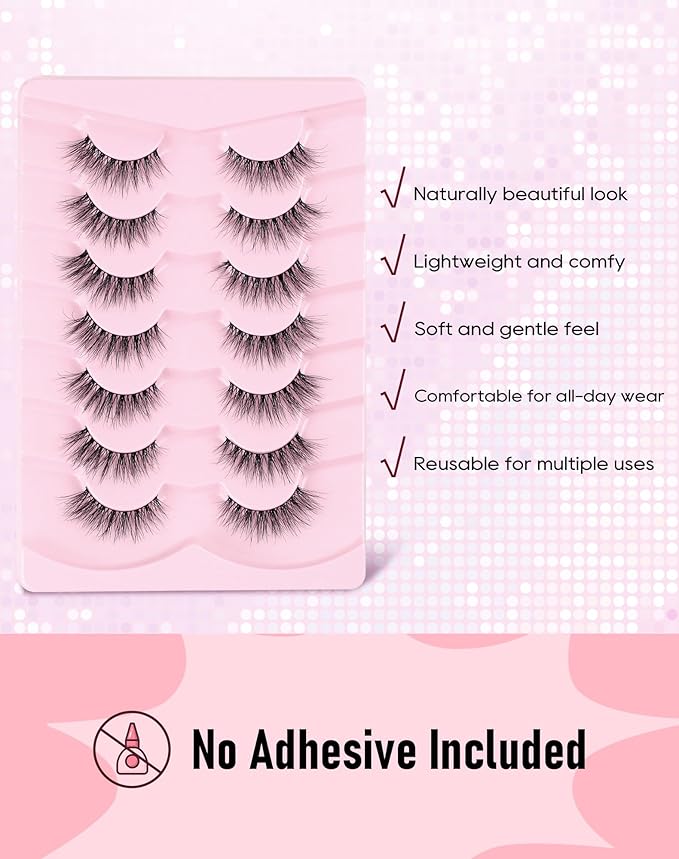 Frihappy Wispy Eyelashes Cat Eye Lashes Natural Eyelashes Wispy Lashes Fake Eyelashes Natural Look False Lashes Mink Lashes FRH-327