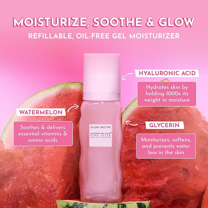 Glow Recipe Full-Size Routine Kit - Avocado Cleanser (150ml) + Watermelon BHA+PHA Toner (150ml) + Pink Juice Moisturizer (50ml) + Niacinimide Hue Drops (40ml)