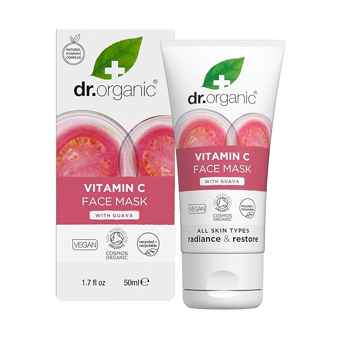 Dr. Organic Vitamin C Face Mask | Illuminating and Hydrating for Dull Skin, Natural, Vegan, Cruelty-Free, Paraben & SLS-Free, Certified Organic, 50 mL / 1.7 fl oz