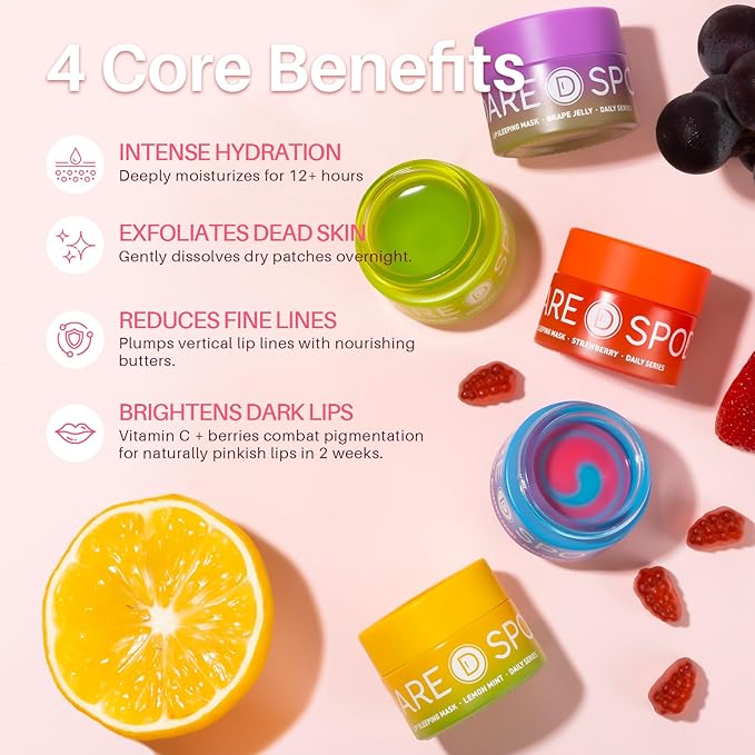 Dual-Color Sleeping Lip Mask Grape Jelly: Nourish, Hydrate & Repair for Dry Cracked Lips, VITIS VINIFERA (GRAPE) SEED OIL Treatment, Softer, Nourish and Eejuvenates Lips Overnight - 0.42 Fl Oz