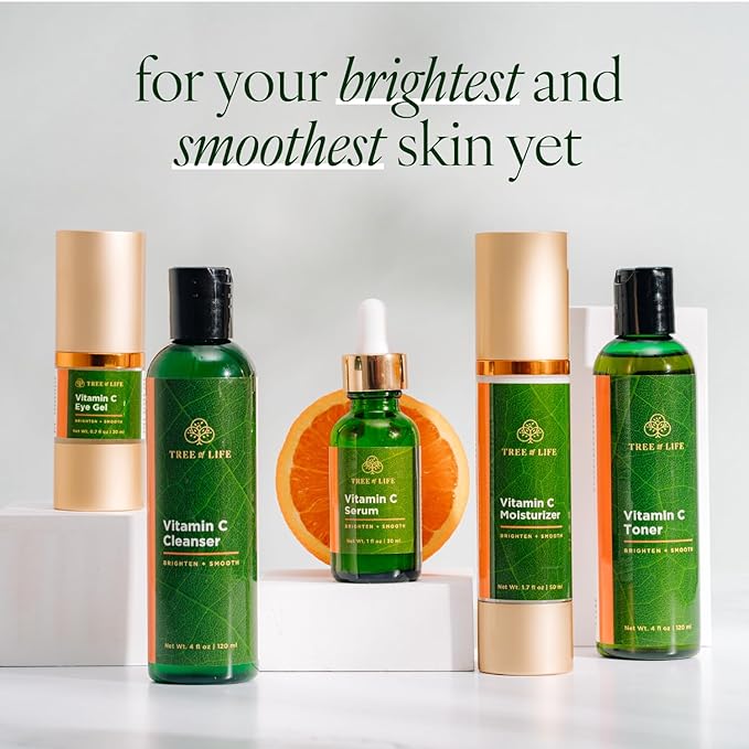Tree of Life Beauty Ultimate Skin Care Set, Brightening, Firming, Hydrating, Moisturizing, Brightening, Complete Face Care Regimen - Total Vitamin C Face Serum Collection 5pack