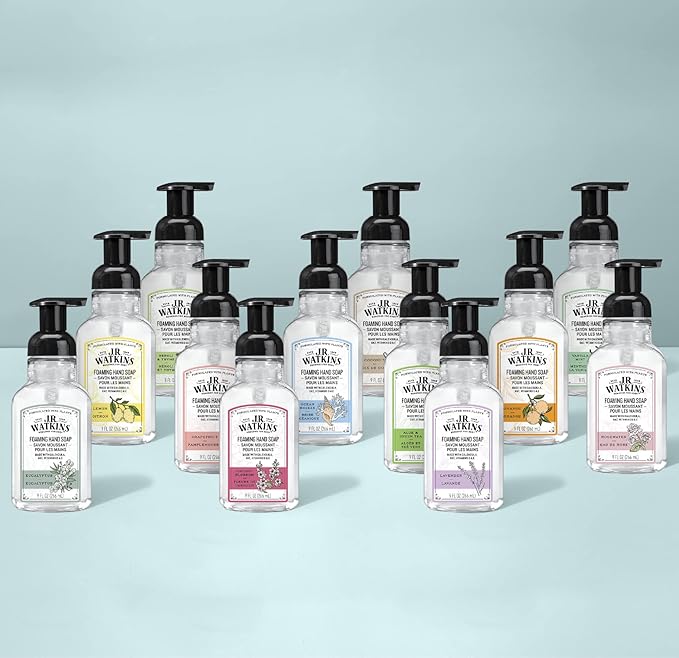 J.R. Watkins Foaming Hand Soap with Pump Dispenser, Moisturizing Foam Hand Wash, All Natural, Alcohol-Free, Cruelty-Free, USA Made, Neroli & Thyme, 9 fl oz, 3 Pack