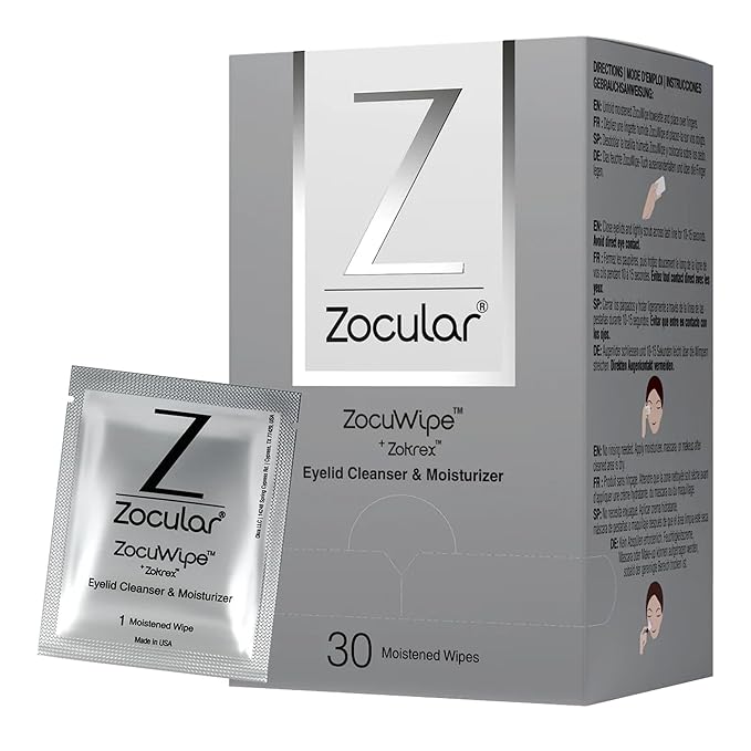 Zocuwipe Eyelid Wipes with Natural Okra Complex - Eyelid Cleanser and Moisturizer Pads - Eyelid Cleansing Wipes - Blepharitis Treatment - 40ct