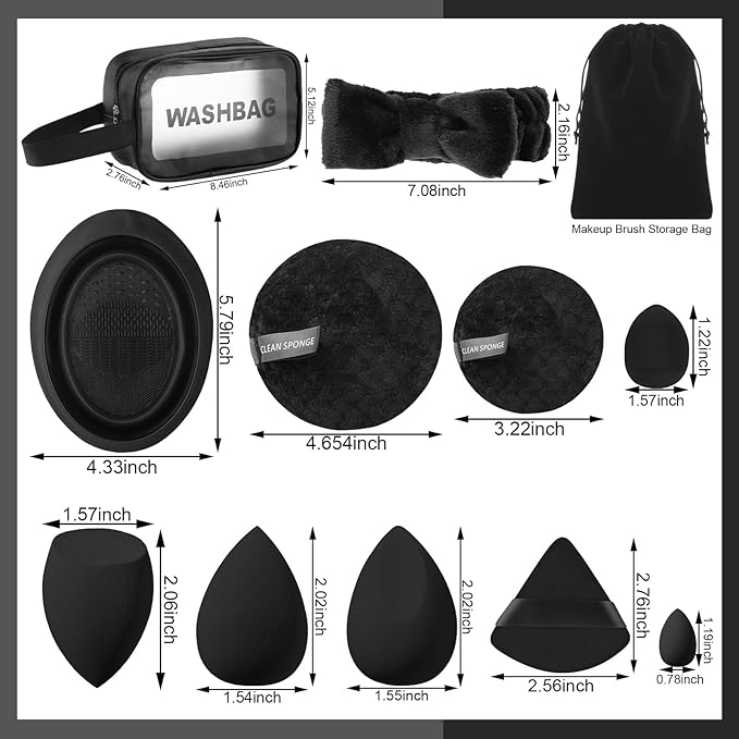 39Pcs Makeup Brush Set, Professional Makeup Brushes with Makeup Sponge, Makeup Storage Bag, Cleaning Tools, Powder Puff for Girl,Women