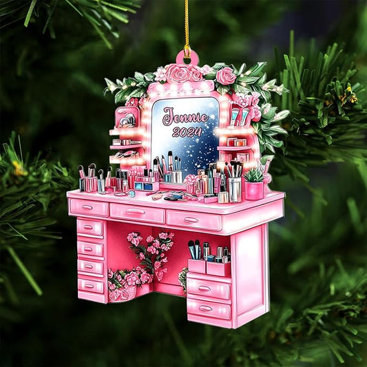 Personalized Makeup Tools Ornament โ Custom Beauty Christmas Tree Decoration, Holiday Keepsake Gift for Makeup Artists, Cosmetologists, Beauty Lovers, Salon Owners, Families and Coworkers (MKH3)
