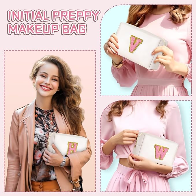 TOPEAST Travel Cosmetic Bags for Women - Travel Makeup Bag, Travel Toiletry Bag for Women White Small Makeup Bag Cosmetic Bag for Women Travel Essentials (Pearly White B)