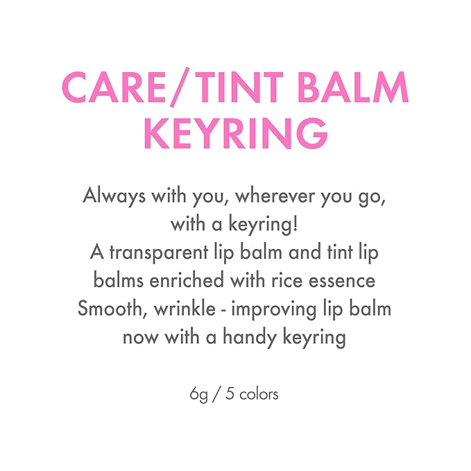 Amuse SEOUL Care Tint Lip Balm Keyring (05 Rose Me) | Hydrating Lip Balm + Keychain, Rice Extract & Multi-Peptide Complex, Clear Glossy Finish | 0.21 oz