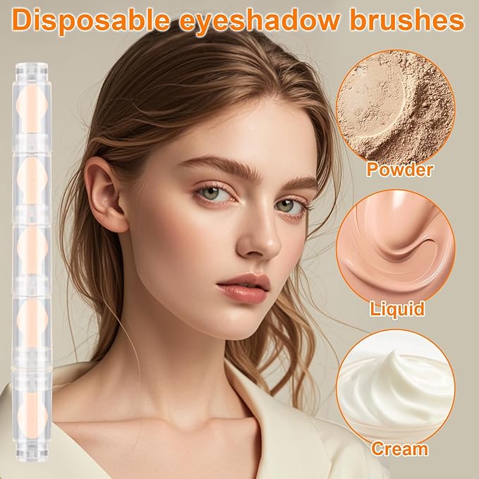 6 PCS Portable Detachable 5-Section Sponge Eyeshadow Stick Brushes, Multi-Functional Concealer Applicator Cosmetic Tools, Smudge Makeup Brush