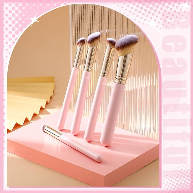 5Pcs Angled Foundation Brush Concealer Brush Multifunction Makeup Brushes Set Angled Contour Brush 170S,270S,370S for Concealer,Foundation,Powder,Eyeshadow,Contour
