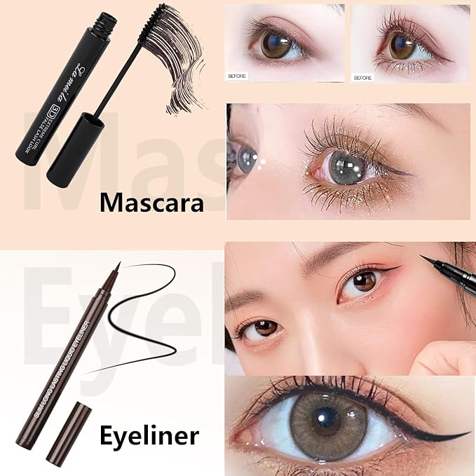 All in One Makeup Kit for Teen Girls - 2X16 Colors Eyeshadow, Liquid Foundation, Eyeliner Pencils, Contouring Stick, Lip Gloss, Eyebrow Pencils & 8pcs Makeup Brushes (Pink)