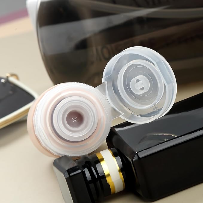 Travel Bottles for Toiletries, Tsa Approved 2oz Travel size Bottles, BPA Free Leak Proof Travels Toiletry Containers, Traveler Accessories with Toiletry Bag for Shampoo Liquid (4 Pack)