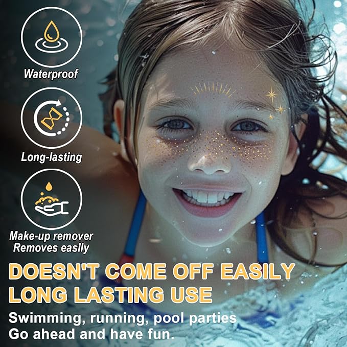 20 Pcs Gold Face Makeup Patches, Glitter Freckles Face Tattoo for Teenagers & Young Women, Sparkle Freckles Makeup Patches, Waterproof Face Glitter Freckles for for Christmas(Gold)