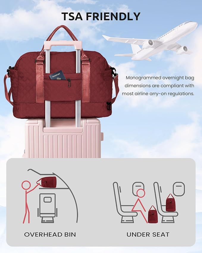 Personalized Gifts-Initial Overnight Bag with Shoe Compartment, Personalized Weekender Bag, Monogram Overnight Bag, Letter Travel Bag with Makeup Bag,Birthday Gift For Women Girl (Letter Q)