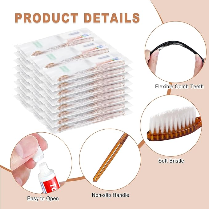 50 Sets Toiletry Kits Homeless Personal Hygiene Kit Bulk Homeless Care Package Supplies Travel Toiletry Kit Homeless Hygiene Kit Bulk for Men Women Charity Disposable Toiletry Kit(8-IN-1)